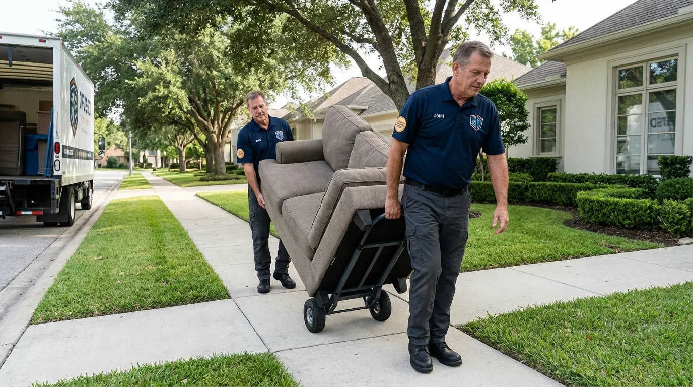 Local residential moving crew loading furniture in New Smyrna Beach, FL